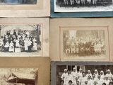 several old black and white photos of a group of people