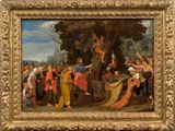 an image of a painting of a group of people standing around a tree