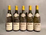 six bottles of wine are lined up in a row