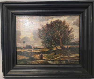 École fin XIXe début XXe Paysage animé