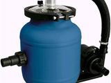 a close up of a blue tank with a hose attached to it