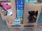 a cardboard box with a pair of shoes inside of it