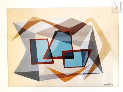 JeanROHI (?) Gouache "Composition abstraite"