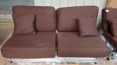 Canapé 3 places convertible MADERE incomplet, tissu marron- …