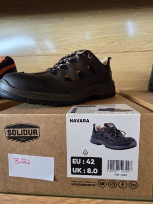 two pairs of shoes sitting on top of a box