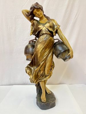GOLDCHEIDER ET HANIROFF. GRANDE STATuE EN TERRE CUITE POLYCH…