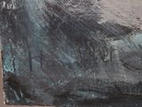 a picture of a painting of a man on a surfboard