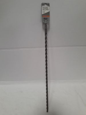 a close up of a drill on a white surface