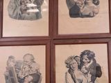 four framed pictures of people and a baby in a room