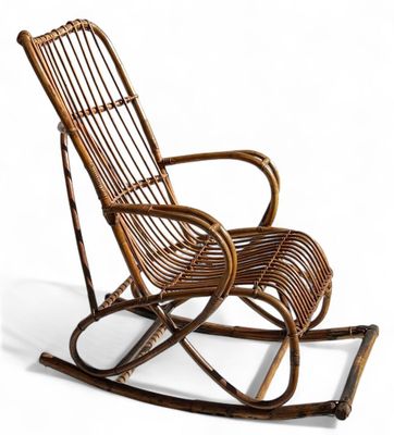 Rocking-chair en bambou des années 70, H.