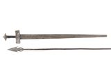 an image of a pair of metal swords with a pointed blade