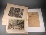 un livre ouvert avec l'image d'une église et une feuille de papier