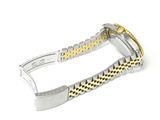 the two tone watch band is attached to the watch strap