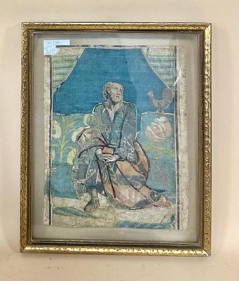 a picture of a painting of a man with an umbrella