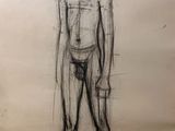 un dessin représentant un homme debout devant un fond blanc