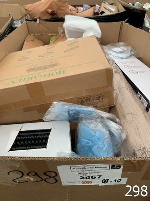 a cardboard box full of items that are in a store