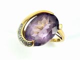 amethorate and diamond ring in 18k yellow gold