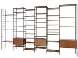 three shelvings with shelves and shelves on each side of each other