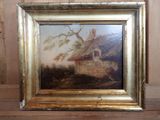 une photo d'une photo représentant une maison, dans un cadre