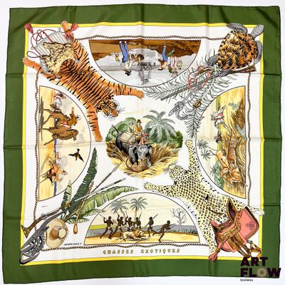 bandeau avec l'image d'un tigre et d'autres animaux sur fond vert