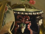 un tableau représentant un vase contenant une fleur
