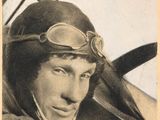 dessin représentant un homme portant un casque et des lunettes de pilote, assis dans un avion