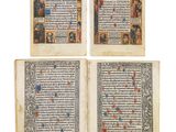 un gros plan sur quatre pages d'un vieux livre