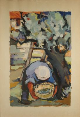 une image représentant un tableau où l'on voit un homme et une femme assis sur un banc