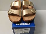 brand new birkenstock sandals in gold with box