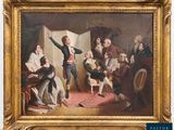 une image représentant un tableau où l'on voit un homme debout devant un groupe de personnes