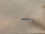 a close up of a piece of fabric with the word now on it