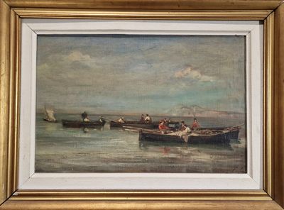 Gustave COLIN (1828-1910) Pêcheurs en bord de côte