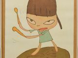 painting of a girl holding a spoon and a spoon in her hand