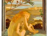 une image d'un tableau représentant une femme assise sur un lit