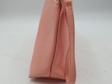 pink leather coin purse with a gold zipper