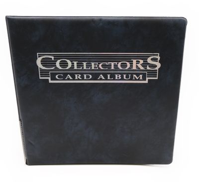 collector ' s card album, black with silver logo