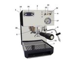 diagram of a coffee machine with parts labeled on it
