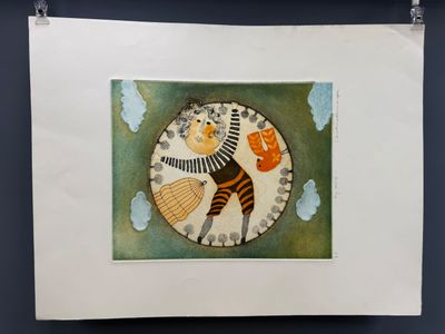 une photo d'une photo représentant un chat sur une horloge