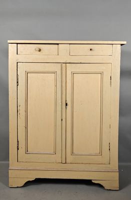 an image of a wooden cabinet with two doors and two drawers