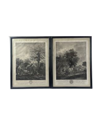 Suite de 2 gravures figurant des scènes animées flammandes -…