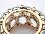 an image of a close up of a gold ring with blue stones