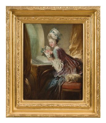 an image of a painting of a woman reading a book
