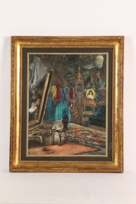 an image of a painting hanging on a wall in a room