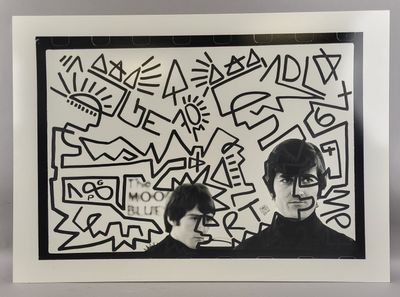 an image of a picture of a man and a woman with graffiti on the wall