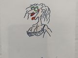 drawing of a woman ' s face on a piece of paper