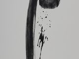 a black and white drawing of a monkey with long hair