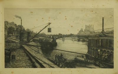 Le Pont des Saints-Pères à Paris. Estampe moderne (?). Encad…