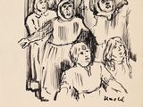 an image of a drawing of a group of people in a room