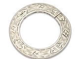 a silver ring with geometric designs on it
