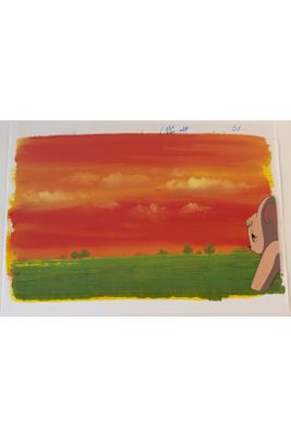 an image of a painting of a dog in a field
